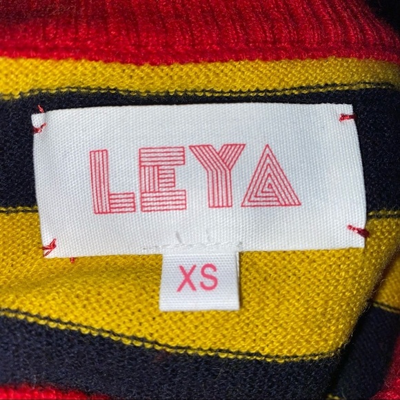 Urban Outfitters Leya Yellow Black Red Striped Short Sleeve‎ Sweater XS - Picture 4 of 5